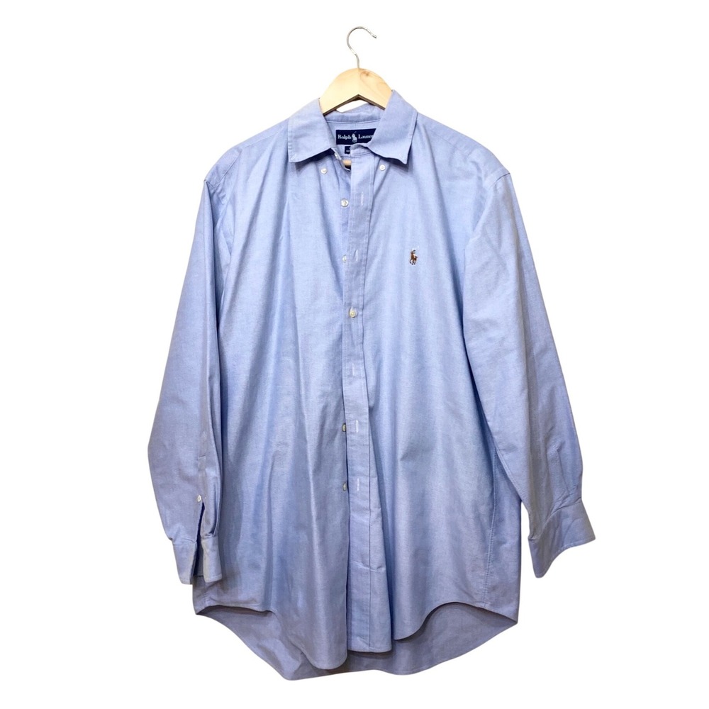 Ralph Lauren Yarmouth Mens 16 32/33 Light Blue Cotton Oxford Button Down Shirt